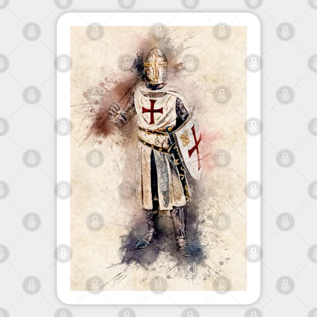 Knights Templar Warrior The crusader Watercolor Historic Fine Art Sticker by Naumovski